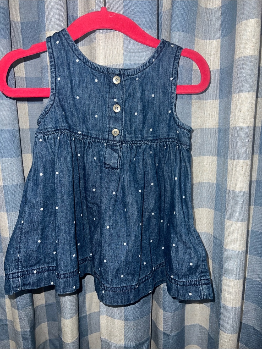 GAP Denim-Look Polka Dot Tank Dress - Blue